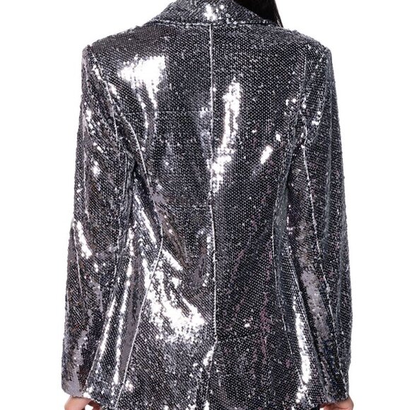 Callie Holiday Sequin Fitted Suit Blazer & Shorts In Hematite Small - Picture 5 of 13